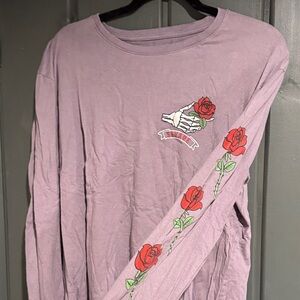 DK Skeleton&Rose Long Sleeve Shirt with sleeve design, L